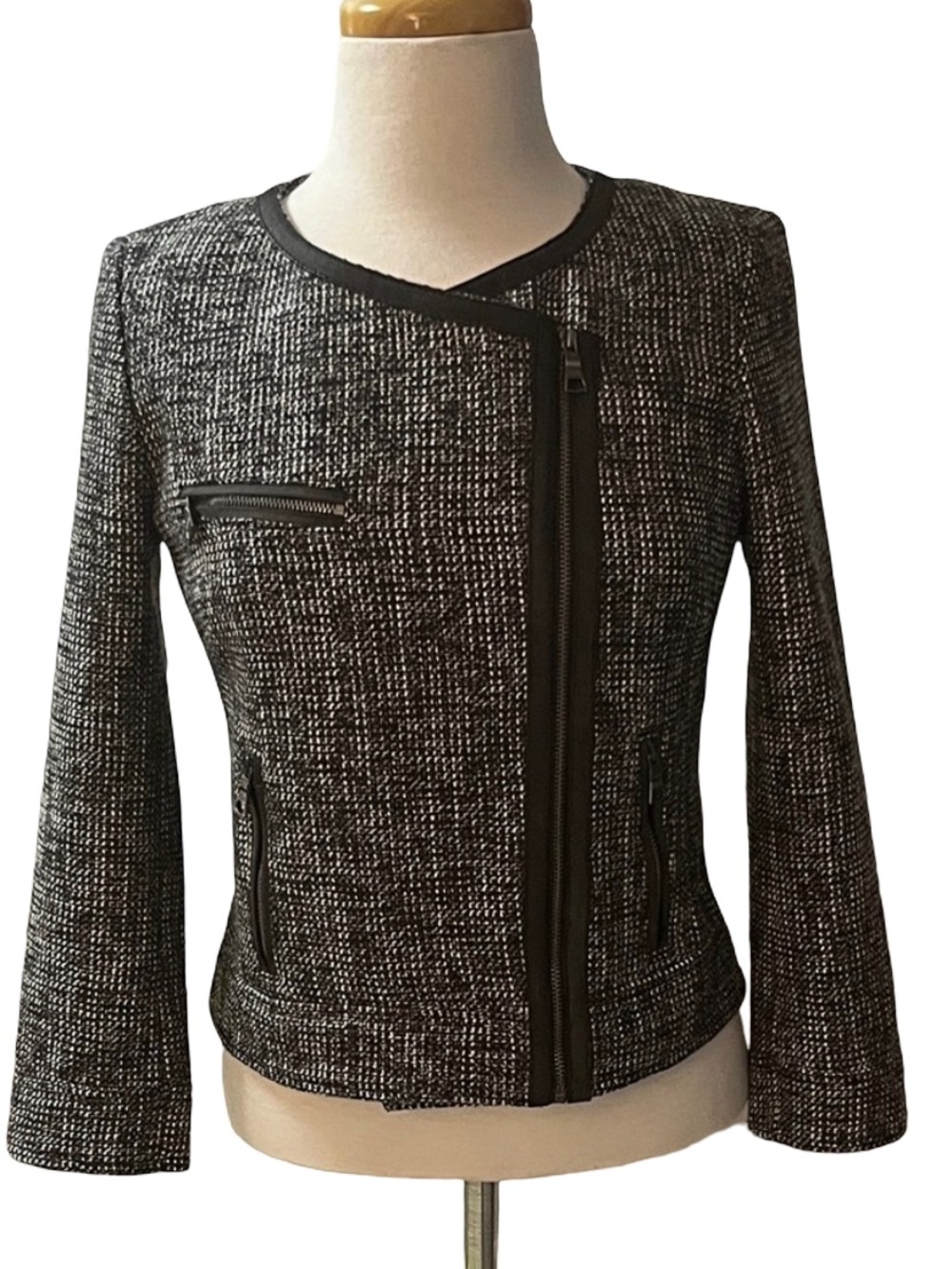 Banana Republic Moto Side Zip Tweed Jacket Size L